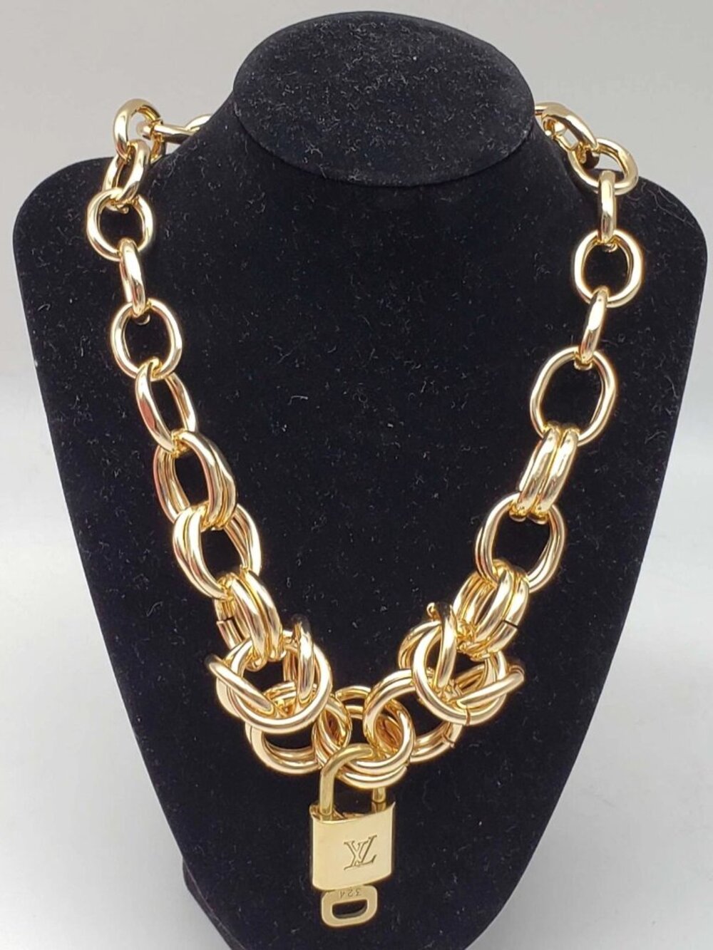 Gold-Plated Necklace with Authentic Louis Vuitton Padlock